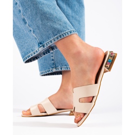 Bež ženske ravne tobogane