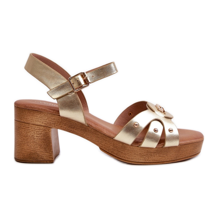 Ženske sandale na visoku petu od eko kože, zlatni Assames zlatna