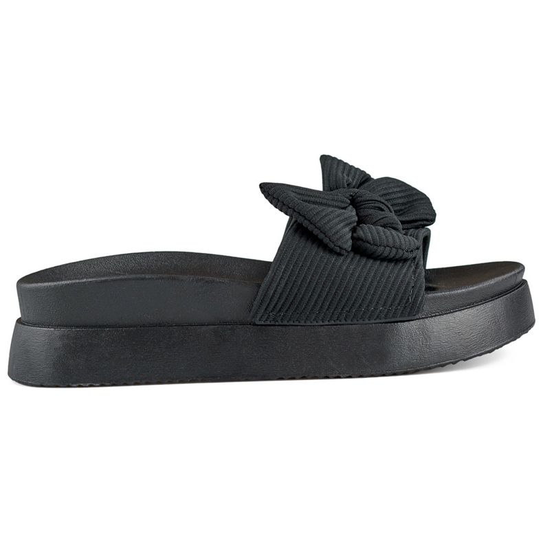 Crne ženske papuče sa mašnom na debelom potplatu crno