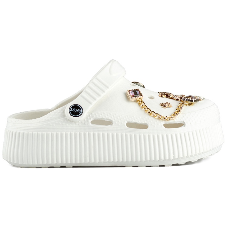 Bijele japanke s debelim potplatom i ukrasima bijela