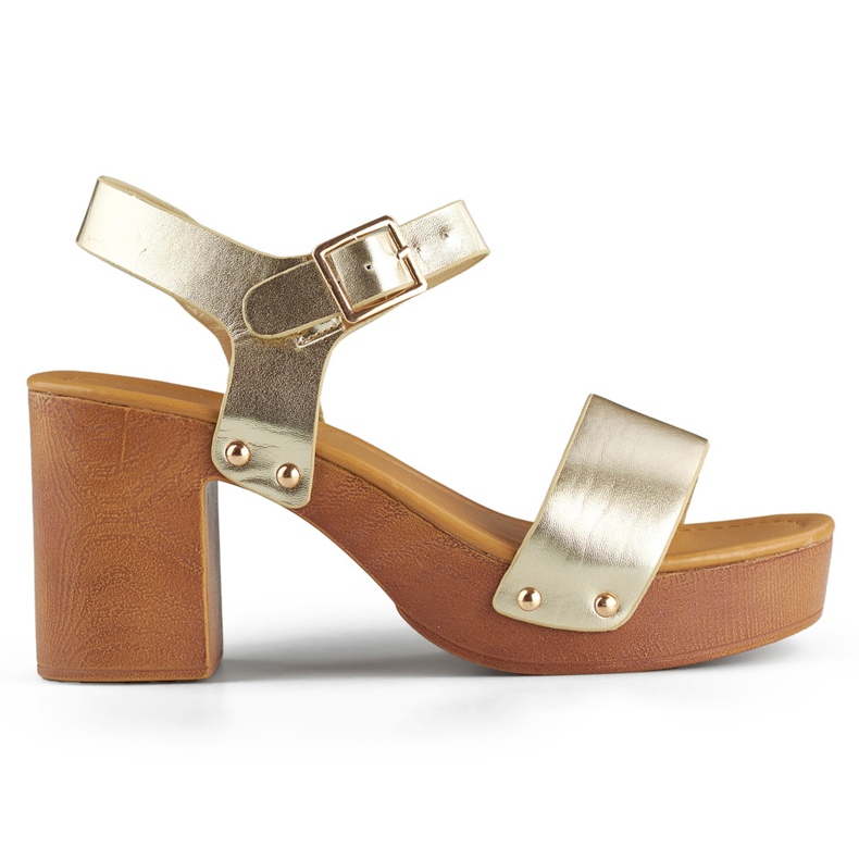 Zlatne sandale s drvenom platformom zlatna