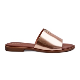 Ženske japanke od eko kože s ravnom petom, zlatne malihe zlatni