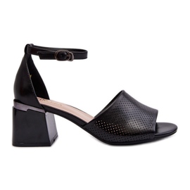 Vinceza Ženske sandale na visoku petu od eko kože, crne Horissa crna
