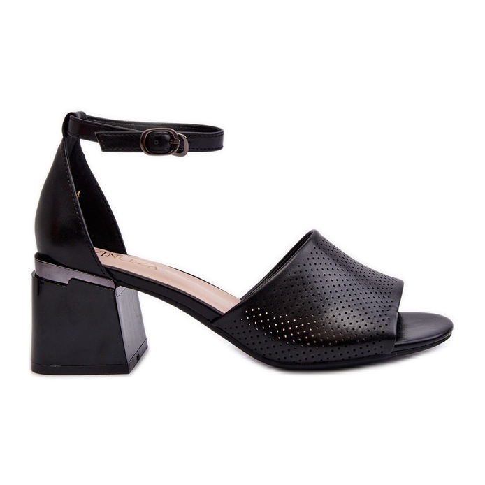 Vinceza Ženske sandale na visoku petu od eko kože, crne Horissa crno