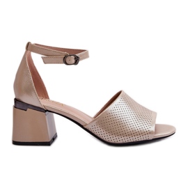 Vinceza Ženske sandale na visoku petu od eko kože, zlatne boje Horissa bež