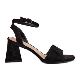 Vinceza Ženske sandale na visoku petu od eko brušene kože crne boje Upttima crna