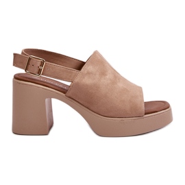 Vinceza Ženske sandale od eko brušene kože s platformom i visokom potpeticom, Vatle bež boje