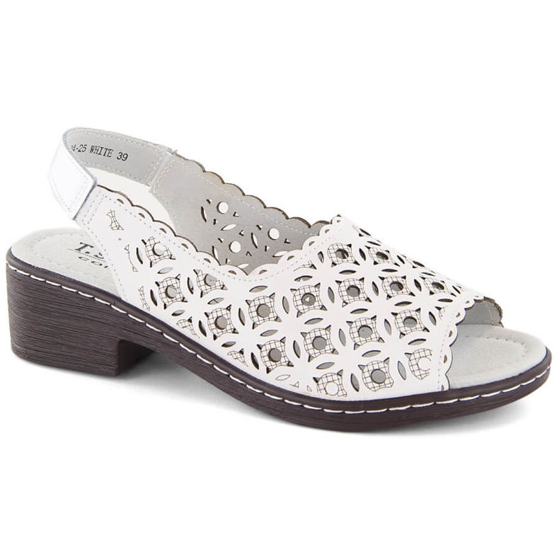 Kožne udobne ženske bijele sandale na visoku petu T.Sokolski bijela