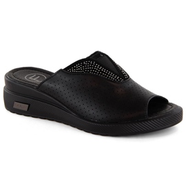 Crne kožne ženske sandale na wedge Filippo DK6146 crna