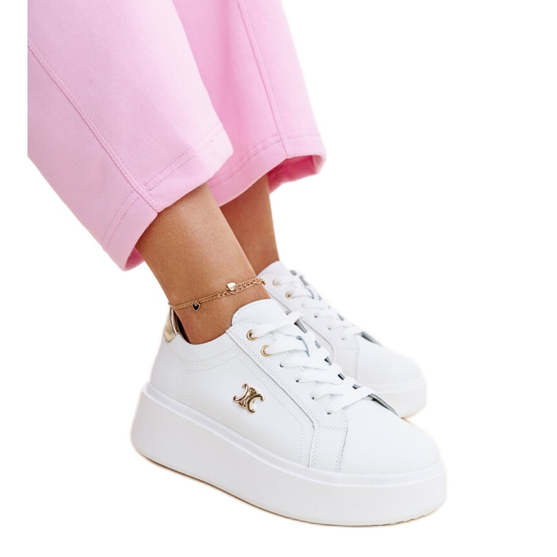 Bijele kožne tenisice s visokim potplatom, Melita bijela