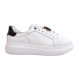 Vinceza Ženske kožne tenisice s medvjedićem, bijele Mirven bijela