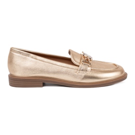 Elegantne ženske zlatne mokasine zlatna