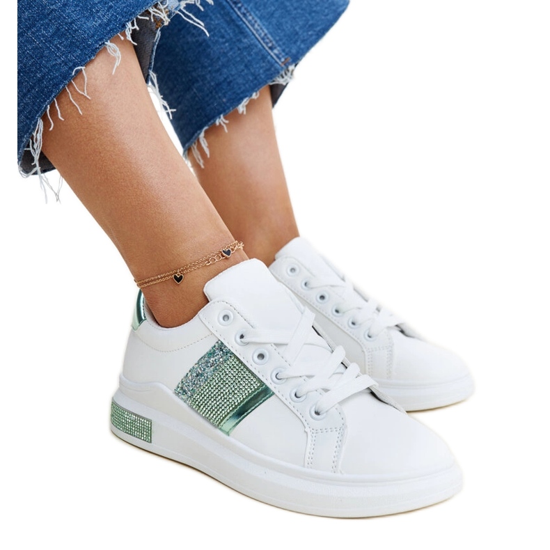 Bijelo-zelene Giulia tenisice sa kamenčićima bijela