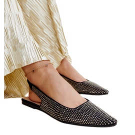 Nadiana sjajne crne sandale s otvorenom petom crna