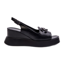 Jezzi Ženske sandale na platformu i tanku sa ukrasom, crne Janesca crna