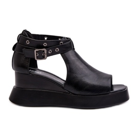 Jezzi Ženske sandale na platformu i wedge od eko kože crne hloeli crna