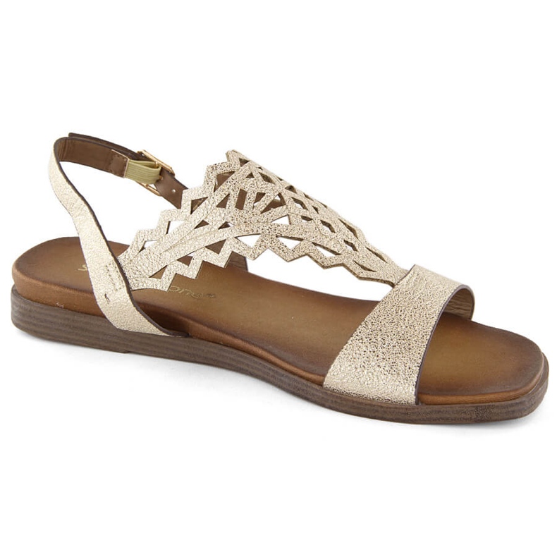 Ženske ravne ažurne zlatne sandale Sergio Leone SK070H zlatna