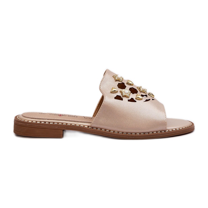 Sjajne ženske japanke s ukrasima S.Barski KV27-063 zlatne zlatna