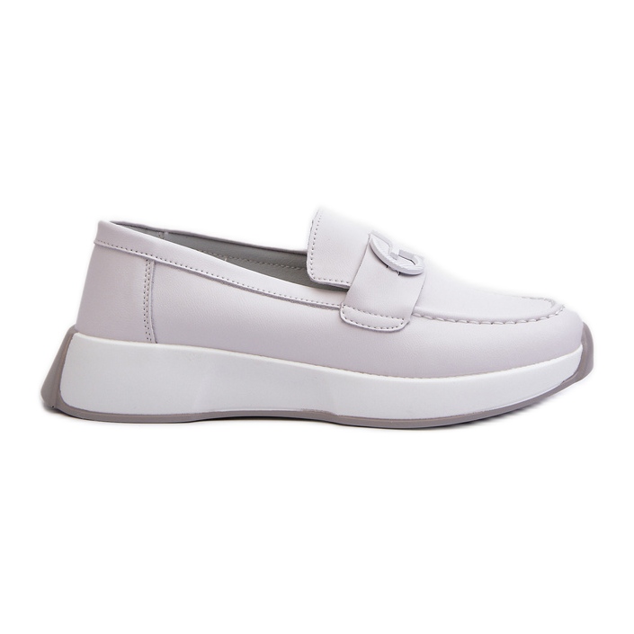Ženske kožne mokasine na platformu svijetlo sive S.Barski LR490 siva