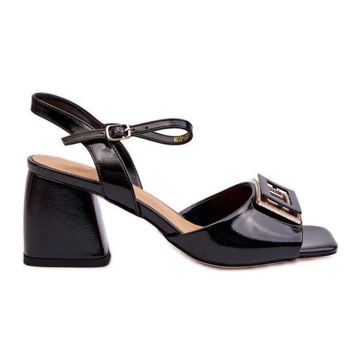 S.Barski Elegantne lakirane sandale s ukrasom crne boje D&amp;A MR38-202 crno
