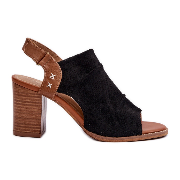 Ženske ažur sandale na visoku petu crne Rosca crno