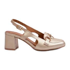 Kožne sandale na visoku petu Maciejka 06419-25 zlatne zlatni