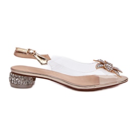 S.Barski Prozirne sandale na nisku petu sa zlatnim ukrasom D&amp;A MR38-383