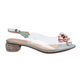 S.Barski Prozirne sandale na nisku petu s ukrasom u zelenoj boji D&amp;A MR38-368 zelena