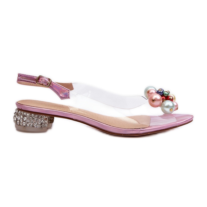 S.Barski Prozirne sandale na nisku petu s ukrasom u ružičastoj boji D&amp;A MR38-368 ružičasta
