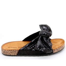 Plutaste papuče s mašnom Amur Black crna