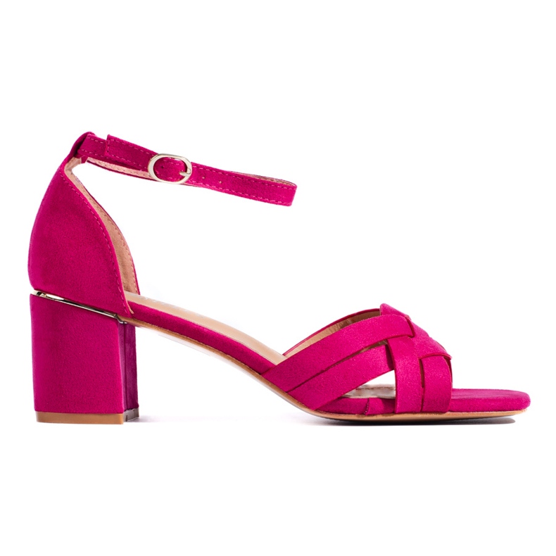 Ružičaste sandale na visoku petu od brušene kože ružičasta