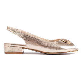 Zlatne elegantne ravne sandale zlatni