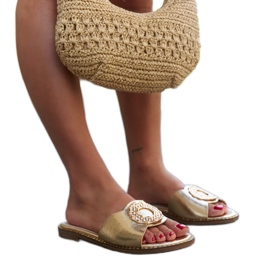 Zlatne japanke s kožnim umetkom iz Buenasa zlatni