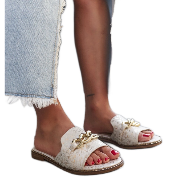 Ranime japanke s kožnim umetkom bež