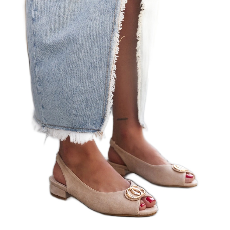 Warda sandale s kožnim ulošcima bež