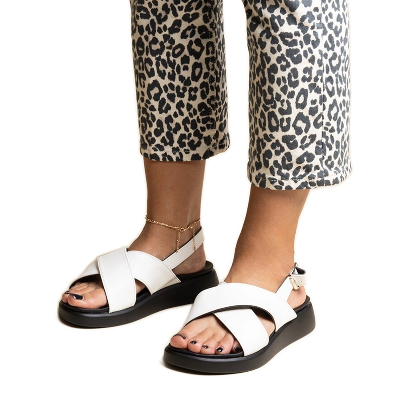 Bijele Burnet sandale s platformom bijela