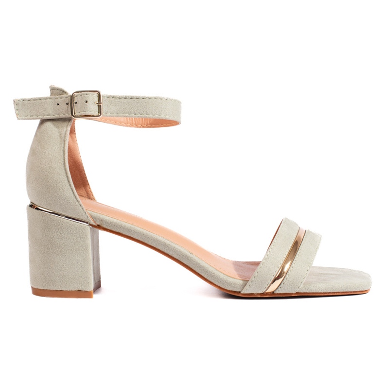 Maslinaste ženske sandale od brušene kože na visoku petu zelena