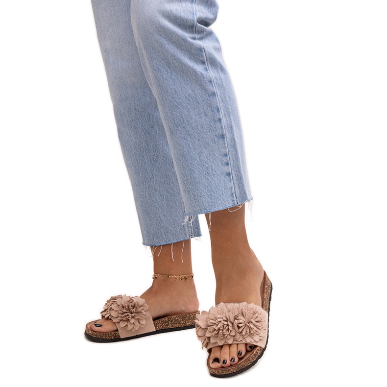 Japanke s cvjetićima na plutenom potplatu marke Almida bež