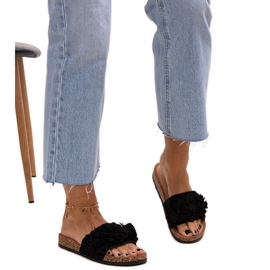 Japanke s cvjetićima na plutenom potplatu marke Almida crna