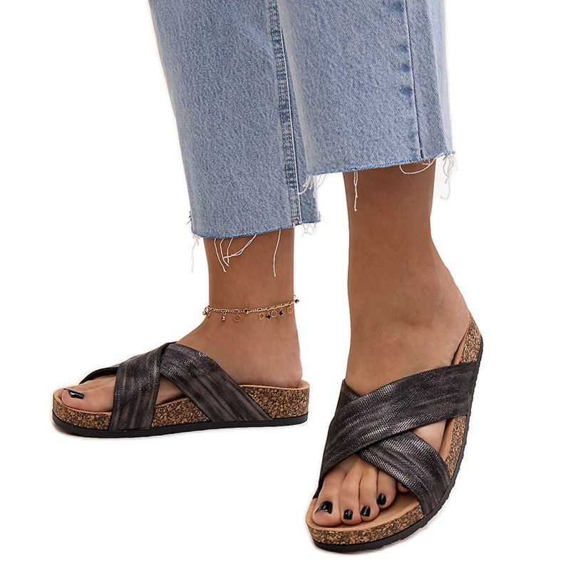 Papuče s potplatom od pluta u sjaju Ribera crno