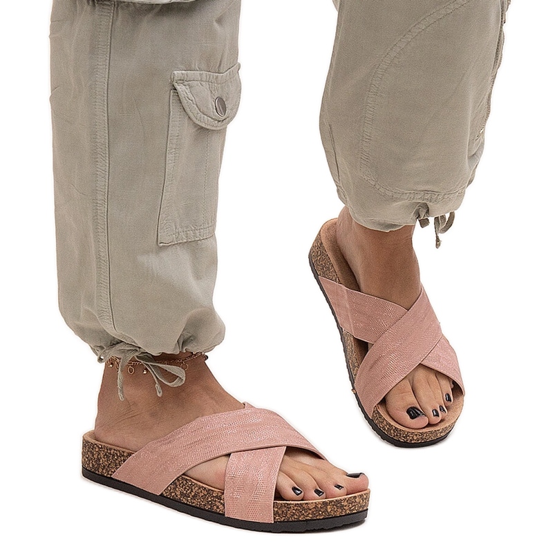 Papuče s potplatom od pluta u sjaju Ribera ružičasta