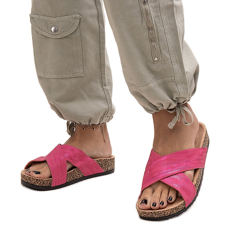 Papuče s potplatom od pluta u sjaju Ribera ružičasta