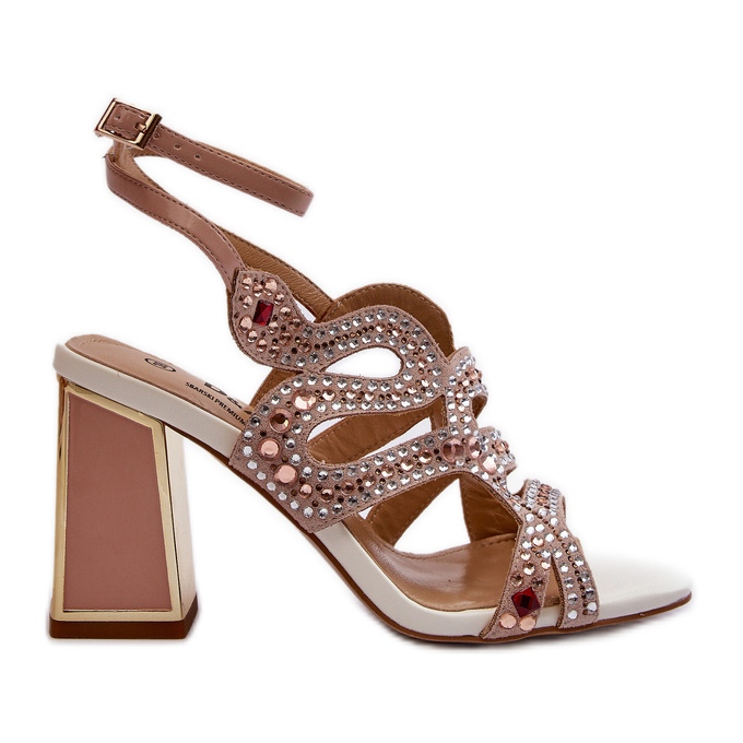 S.Barski Ukrašene ženske sandale na visoku petu D&amp;A CR952 Pink ružičasta