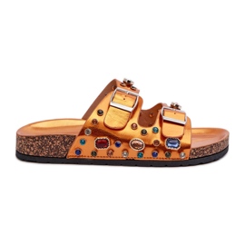 Ukrašene ženske japanke s kopčama S.Barski MY121 Narančasta zlatni