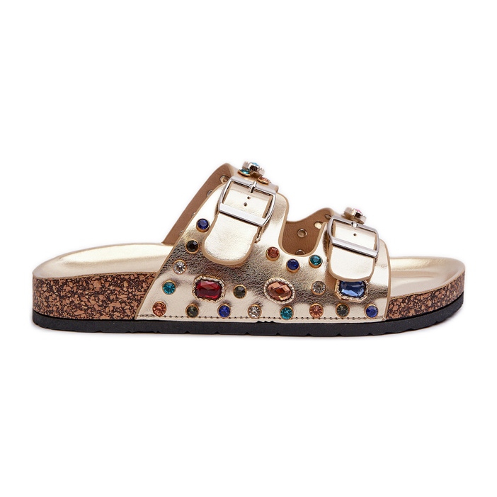 Ukrašene ženske japanke s kopčama S.Barski MY121 zlatne zlatna