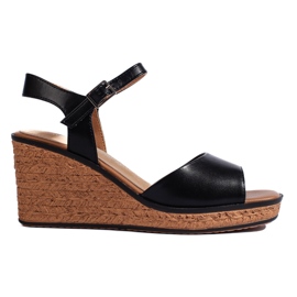 Ženske crne sandale na klin od Sergio Leonea crna