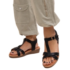 Sherine crne niske sandale na klin crna