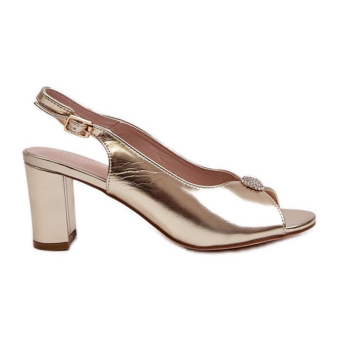 Elegantne sandale na visoku petu sa zlatnim Trasea ukrasom zlatna