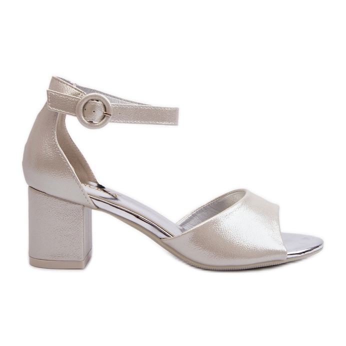 Vinceza 20100 srebrne kožne sandale na visoku petu srebro