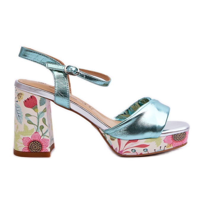 S.Barski Ženske cvjetne sandale na visoku petu D&amp;A CR980 plave plava